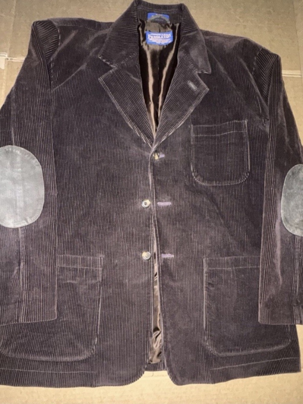 Pendleton Men's Blazer Jacket Corduroy Brown Size XL Elbow Patches